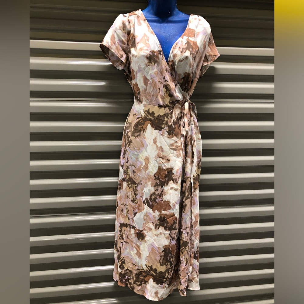 Halogen multicoloured floral maxi dress with tie waist